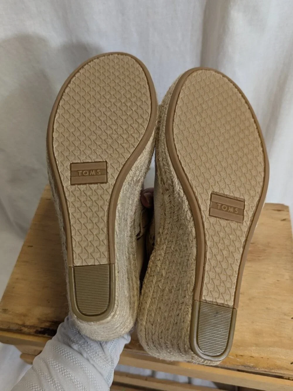 TOMS Monica Espadrille Wedge Sandal Beige Size 6.5